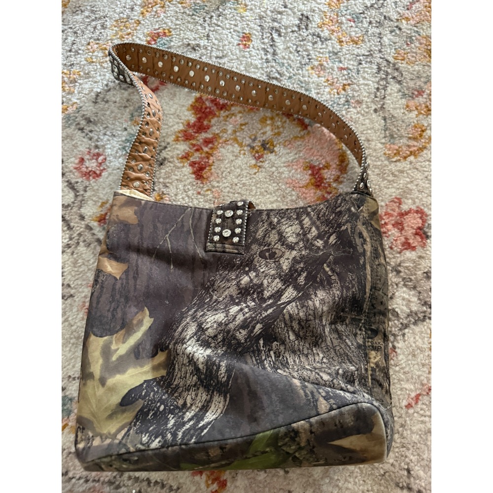 Mossy Oak Camo Rhinestone Studded Shoulder Bag Western Camouflage Purse Bling